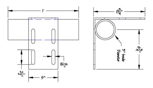 Inside Corner 3" I.D. Pipe Holder Layout