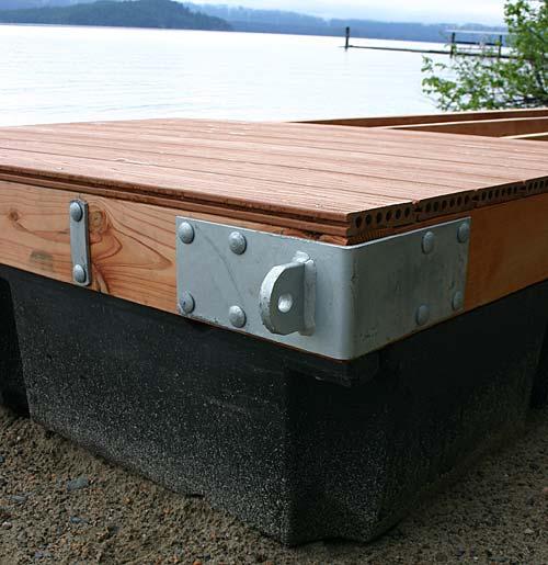 Dock hardware on frame with decking