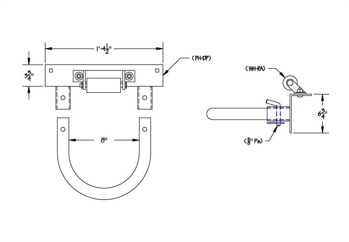 8" Pile Holder Removable Hoop, Plate & Roller Asembly